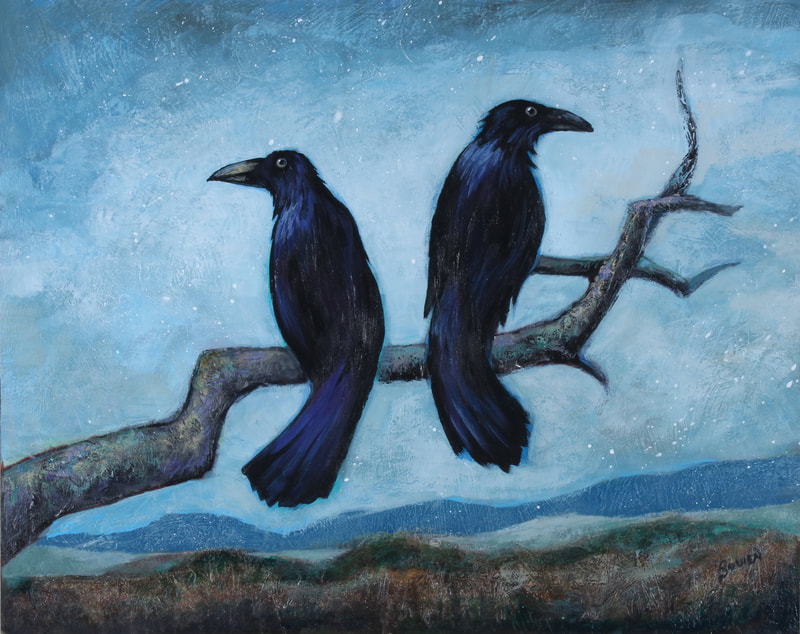 In Germanic and Norse mythology, Odin received news of happenings around the world from each of two ravens, Hugin (Thought) and Munin (Mind, or Memory). Thoughtis seen as action, while Mind symbolizes meditation, bringing insight and deep vision.